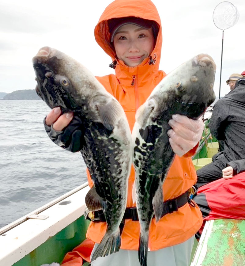 富浦沖で釣り上げたトラフグ(写真は「萬栄丸」提供)