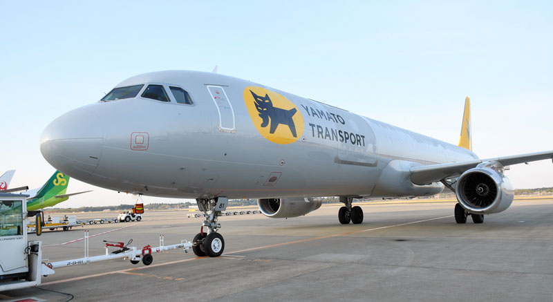 スプリング・ジャパンが運航する貨物専用機=昨年4月、成田市の成田空港